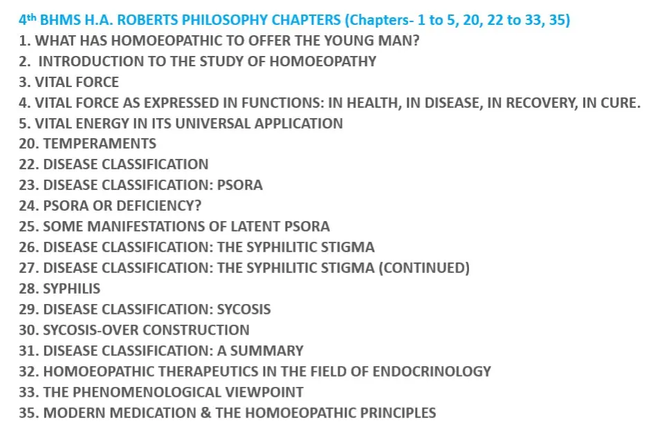 4th BHMS H.A. ROBERTS PHILOSOPHY SYLLABUS
